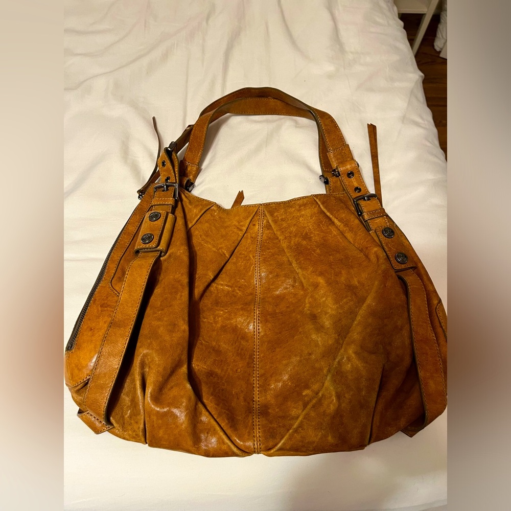 Michele brown leather shoulder bag.